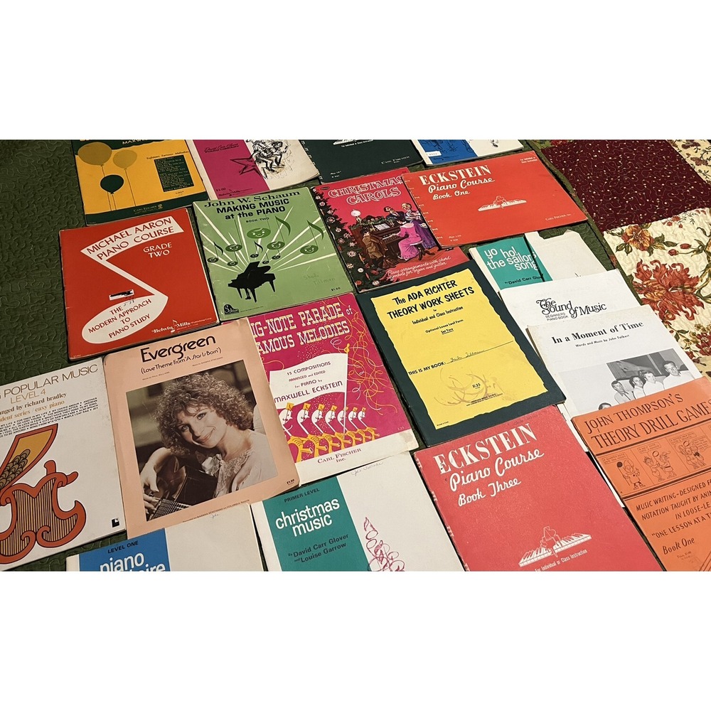 Vintage Student Piano Books Lot , 15 Books /Sheet Music , Ephemera, Journaling